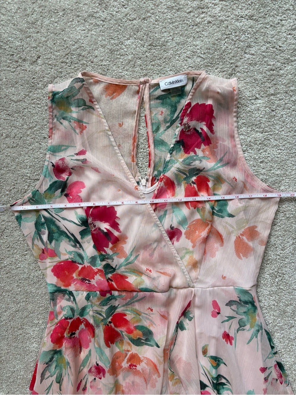 Calvin Klein Pink Floral Maxi High-Low Wrap Dress Size 10 - Picture 5 of 14